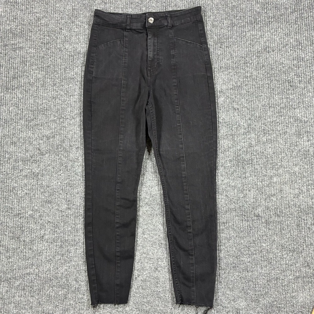 Guess Los Angeles Skinny Jeans Womens Size 28 Black Raw Hem Stretch Denim